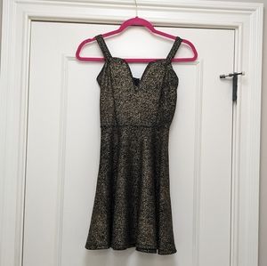 Metallic Deep V Mini Dress